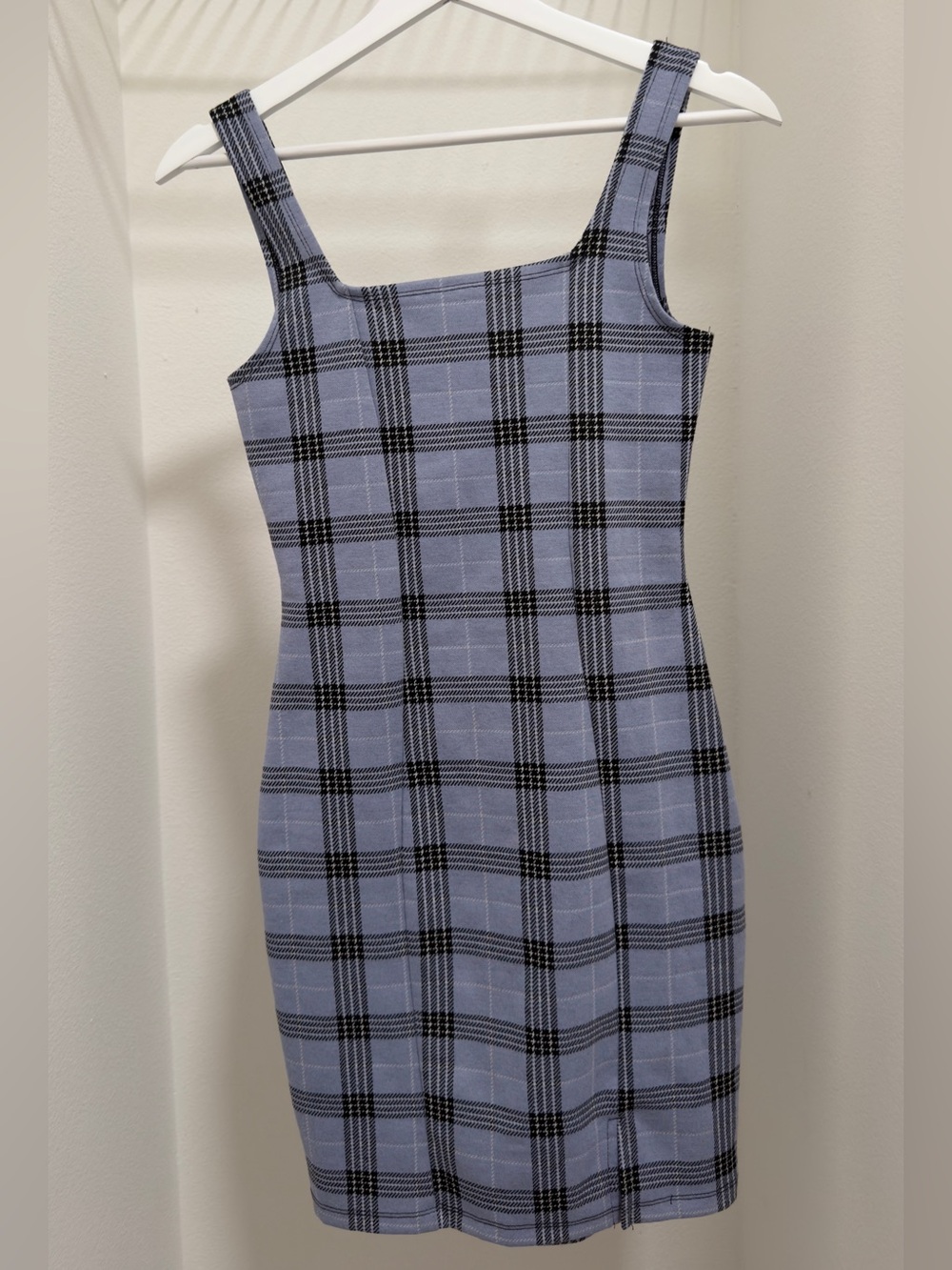 Popular Basics Lavender Plaid Midi Dress with Black Check